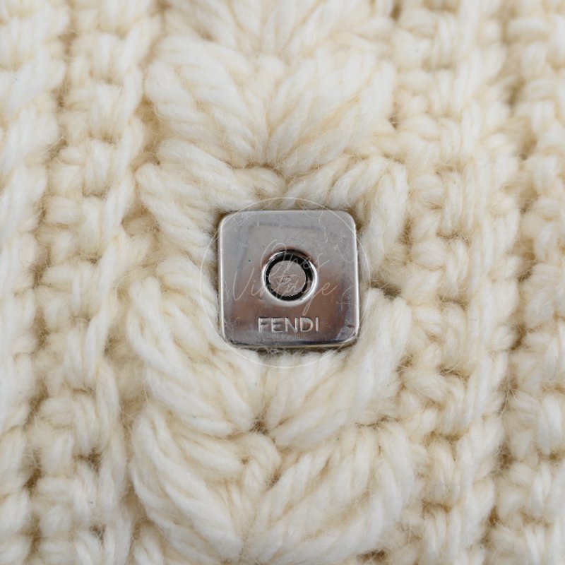 中古 芬迪 Fendi Mamma 法棍包 Baguette Knit Wool  針織羊毛手袋-28