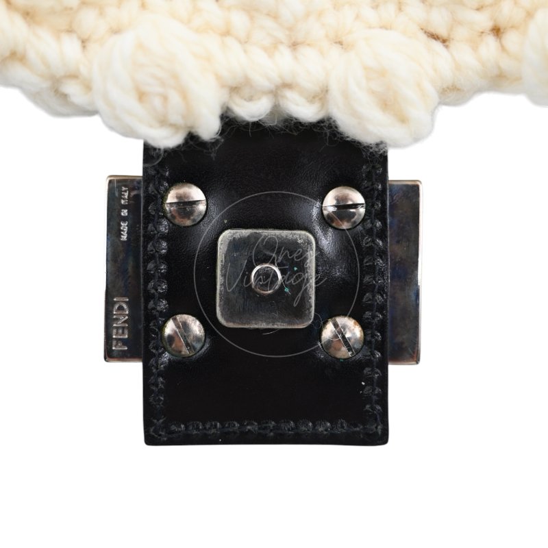 中古 芬迪 Fendi Mamma 法棍包 Baguette Knit Wool  針織羊毛手袋-31