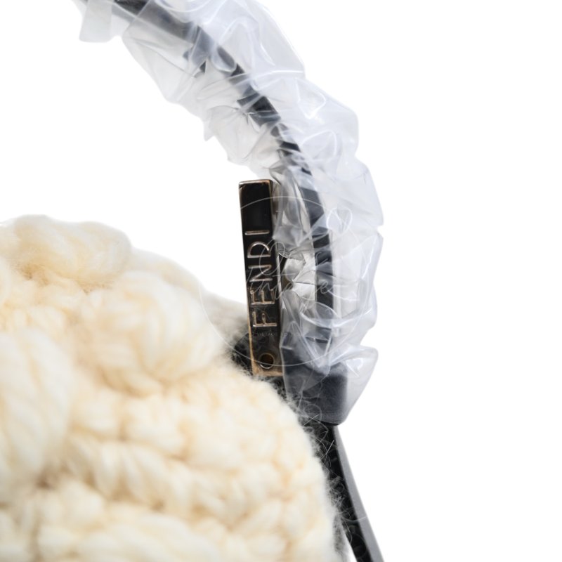 中古 芬迪 Fendi Mamma 法棍包 Baguette Knit Wool  針織羊毛手袋-33
