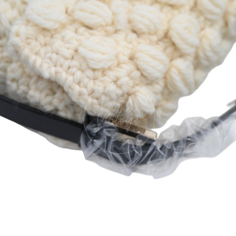 中古 芬迪 Fendi Mamma 法棍包 Baguette Knit Wool  針織羊毛手袋-41