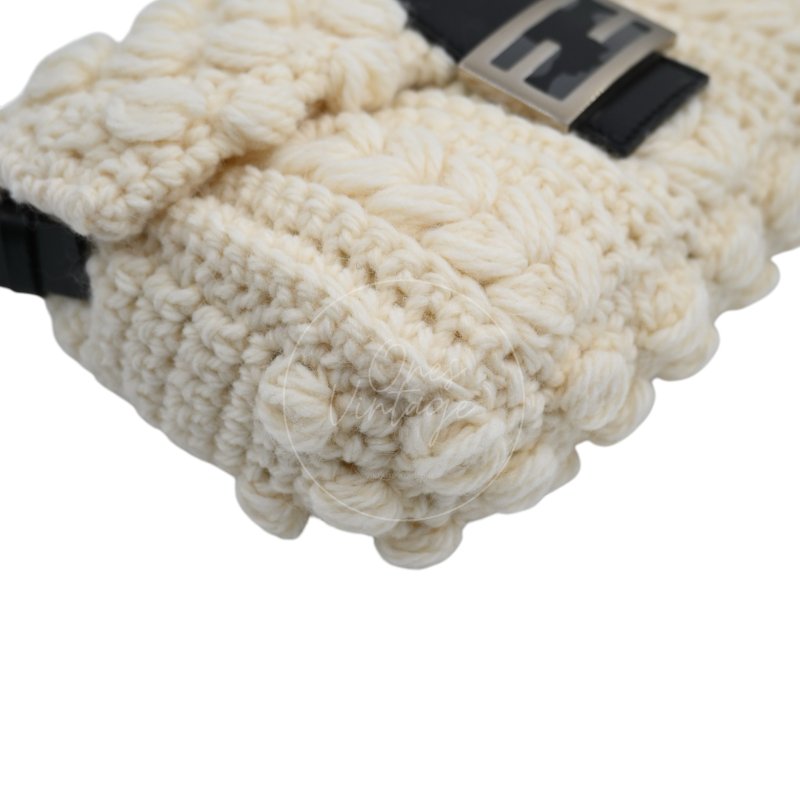 中古 芬迪 Fendi Mamma 法棍包 Baguette Knit Wool  針織羊毛手袋-42