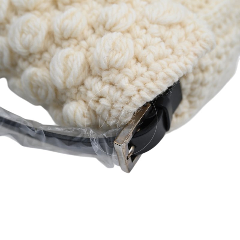 中古 芬迪 Fendi Mamma 法棍包 Baguette Knit Wool  針織羊毛手袋-46