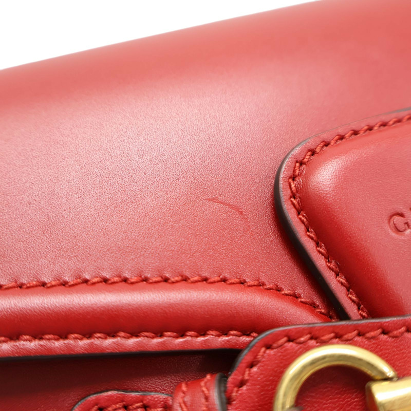 紅色 牛皮 馬銜扣 肩背包 380573【GUCCI 古馳】 380573-10