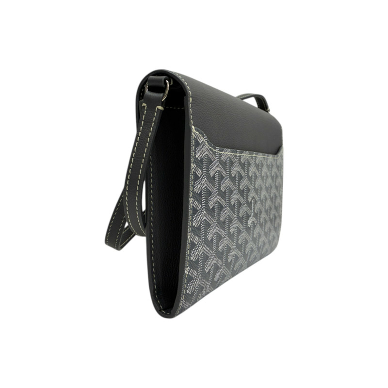 灰色 防水帆布 牛皮 Chypre 信封包 肩背包【GOYARD 高雅德】 CHYPRPPMLTY51CL51P-1