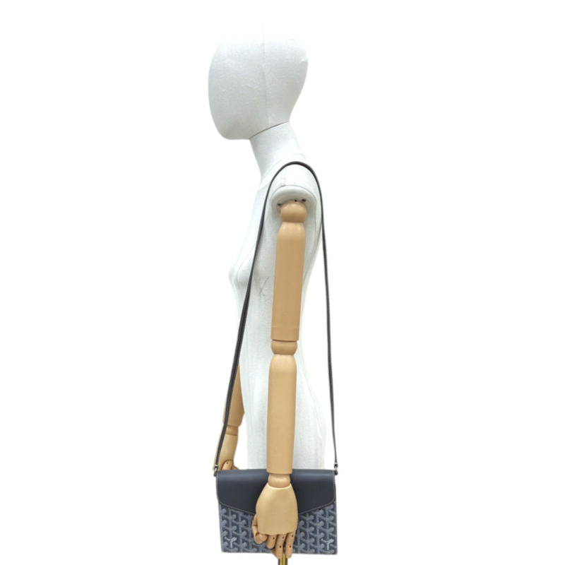 灰色 防水帆布 牛皮 Chypre 信封包 肩背包【GOYARD 高雅德】 CHYPRPPMLTY51CL51P-6