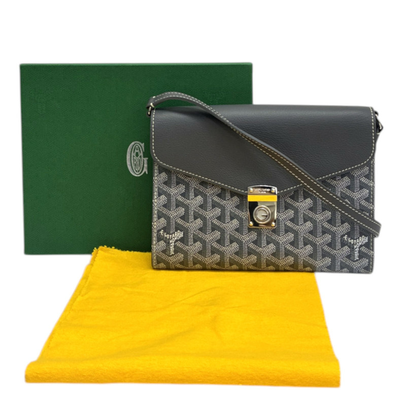 灰色 防水帆布 牛皮 Chypre 信封包 肩背包【GOYARD 高雅德】 CHYPRPPMLTY51CL51P-7