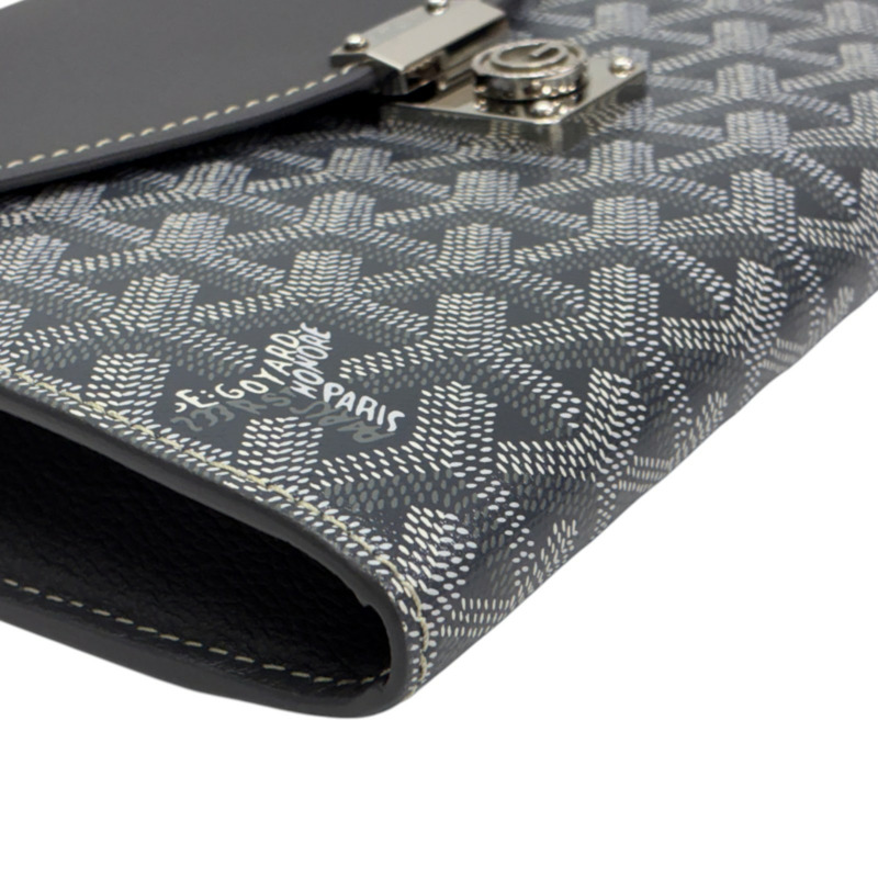 灰色 防水帆布 牛皮 Chypre 信封包 肩背包【GOYARD 高雅德】 CHYPRPPMLTY51CL51P-8