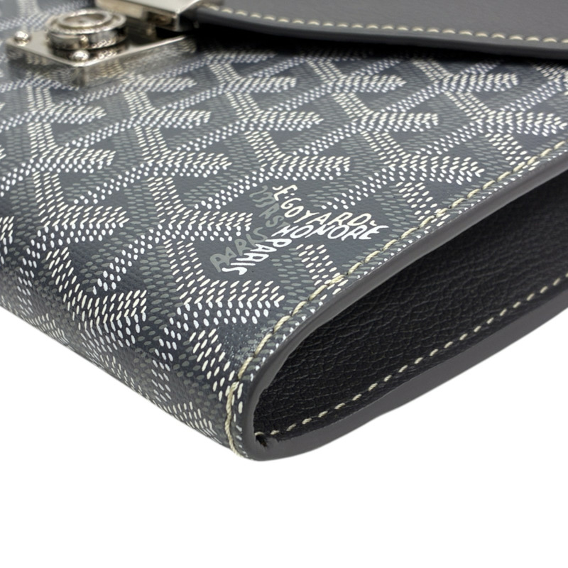 灰色 防水帆布 牛皮 Chypre 信封包 肩背包【GOYARD 高雅德】 CHYPRPPMLTY51CL51P-9