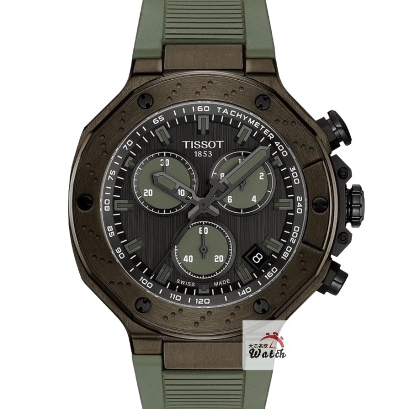 【大眾名錶】TISSOT天梭 T141.417.37.061.02 競速系列 2026/02 計時碼錶 墨綠色計時圈 原廠帶扣 錶徑45mm B1288-0