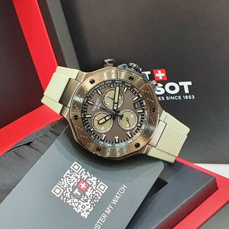 【大眾名錶】TISSOT天梭 T141.417.37.061.02 競速系列 2026/02 計時碼錶 墨綠色計時圈 原廠帶扣 錶徑45mm B1288-2