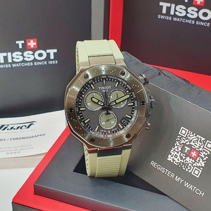 【大眾名錶】TISSOT天梭 T141.417.37.061.02 競速系列 2026/02 計時碼錶 墨綠色計時圈 原廠帶扣 錶徑45mm B1288-3