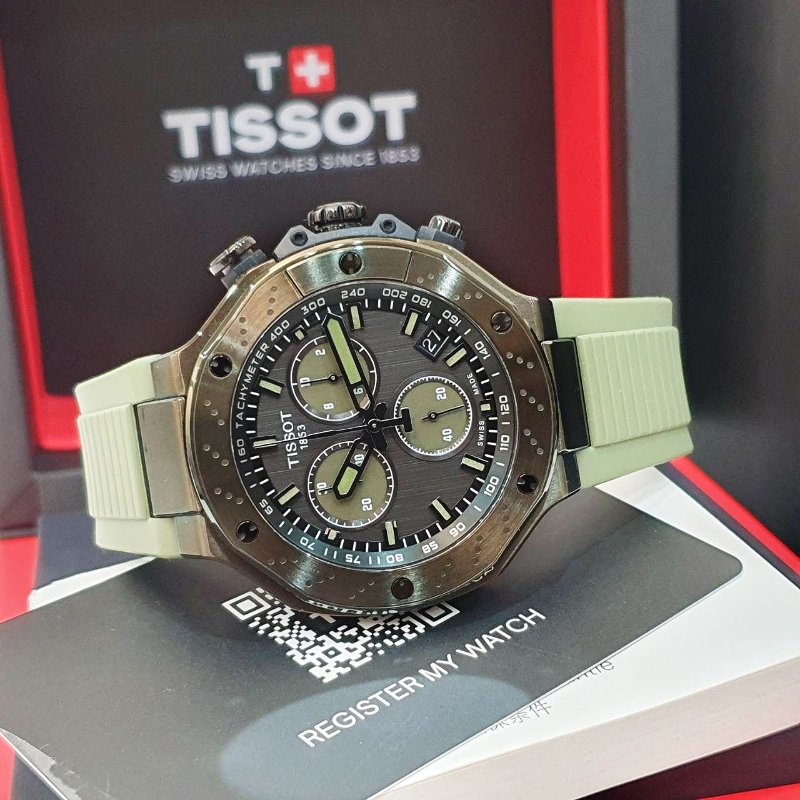 【大眾名錶】TISSOT天梭 T141.417.37.061.02 競速系列 2026/02 計時碼錶 墨綠色計時圈 原廠帶扣 錶徑45mm B1288-4