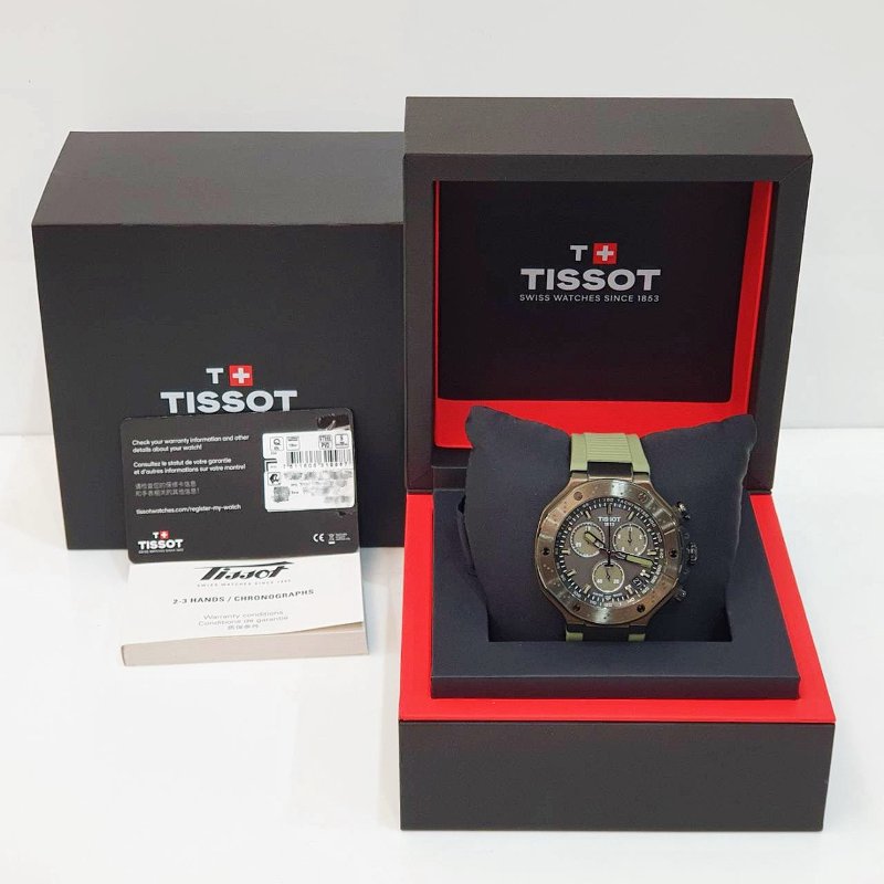 【大眾名錶】TISSOT天梭 T141.417.37.061.02 競速系列 2026/02 計時碼錶 墨綠色計時圈 原廠帶扣 錶徑45mm B1288-8