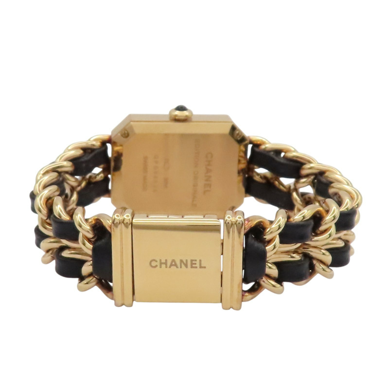 黑色錶盤 鍍金 皮革錶帶 Premiere S 石英腕錶【CHANEL 香奈兒】 H6951-2
