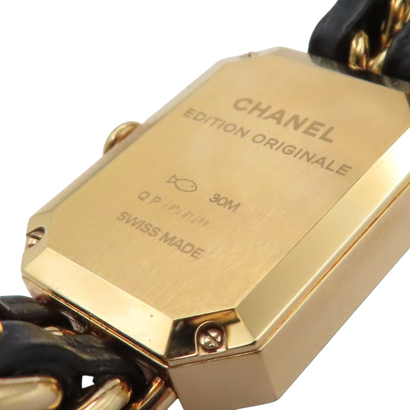 黑色錶盤 鍍金 皮革錶帶 Premiere S 石英腕錶【CHANEL 香奈兒】 H6951-3