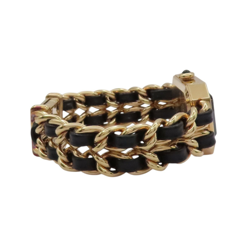 黑色錶盤 鍍金 皮革錶帶 Premiere S 石英腕錶【CHANEL 香奈兒】 H6951-5