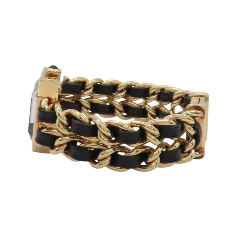 黑色錶盤 鍍金 皮革錶帶 Premiere S 石英腕錶【CHANEL 香奈兒】 H6951-6