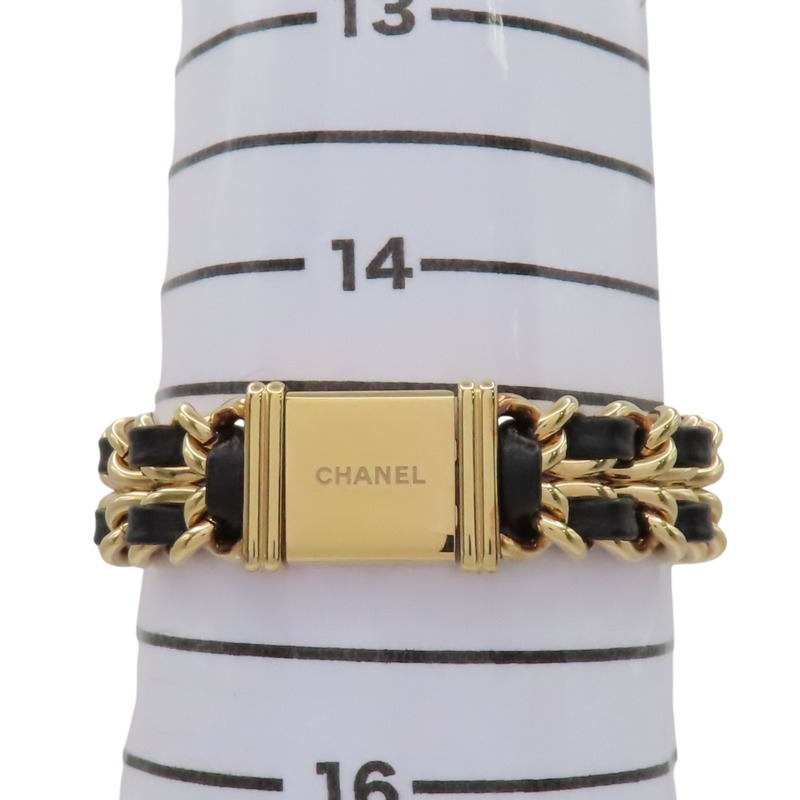 黑色錶盤 鍍金 皮革錶帶 Premiere S 石英腕錶【CHANEL 香奈兒】 H6951-9