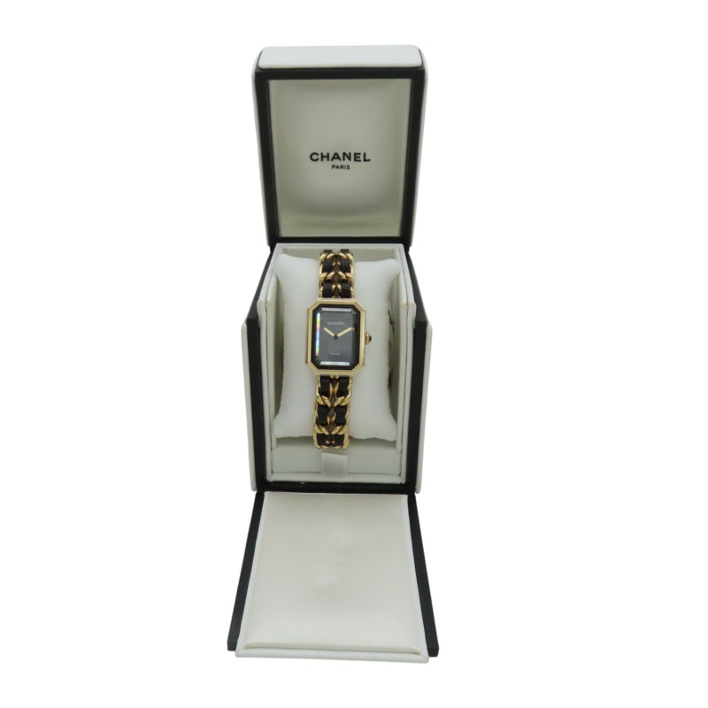 黑色錶盤 鍍金 皮革錶帶 Premiere S 石英腕錶【CHANEL 香奈兒】 H6951-10