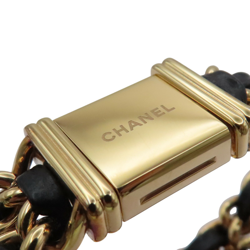 黑色錶盤 鍍金 皮革錶帶 Premiere S 石英腕錶【CHANEL 香奈兒】 H6951-11