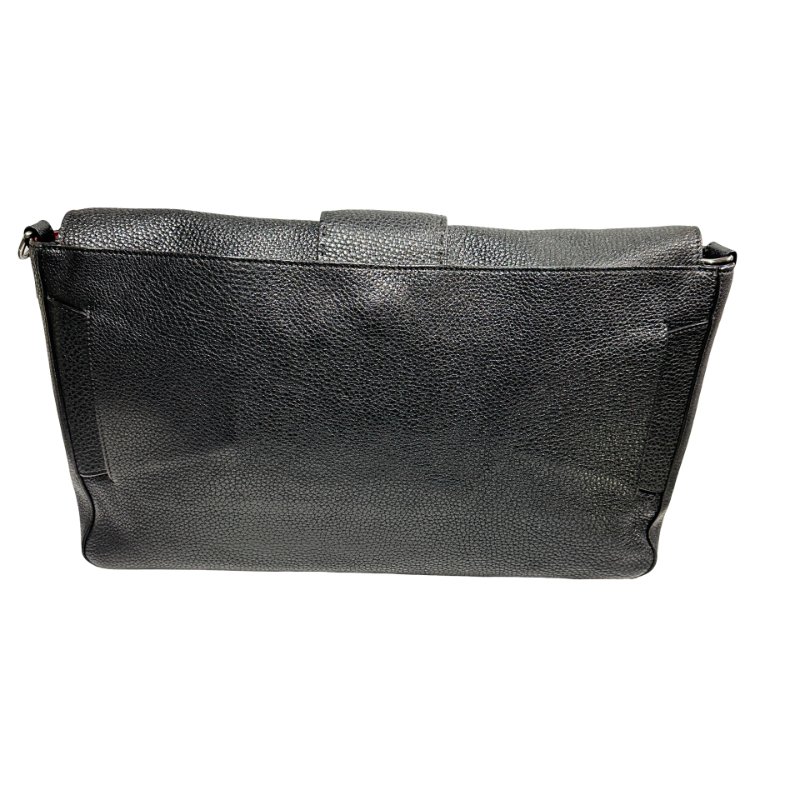 FENDI Calfskin Leather Baguette messenger Messenger Bag PHW Black-3