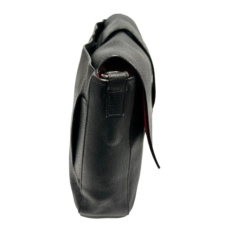 FENDI Calfskin Leather Baguette messenger Messenger Bag PHW Black-13