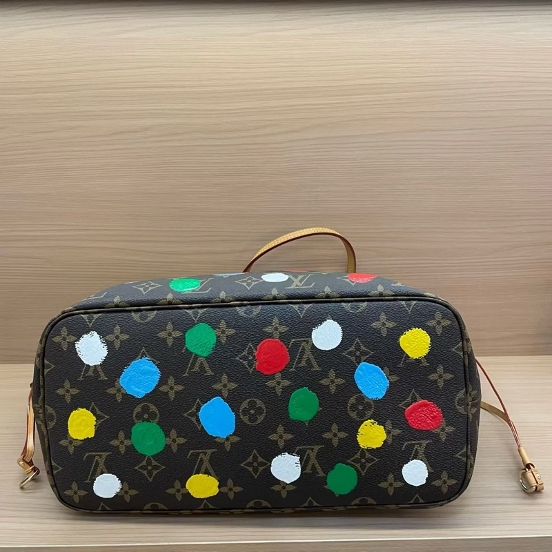Lv路易威登联名款草间弥生波点系列neverfull中号超大容量 芯片款 有塵袋 無盒子-4