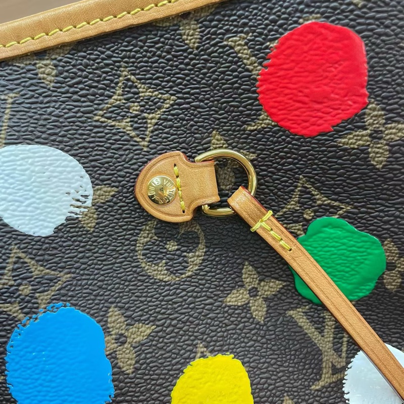 Lv路易威登联名款草间弥生波点系列neverfull中号超大容量 芯片款 有塵袋 無盒子-5