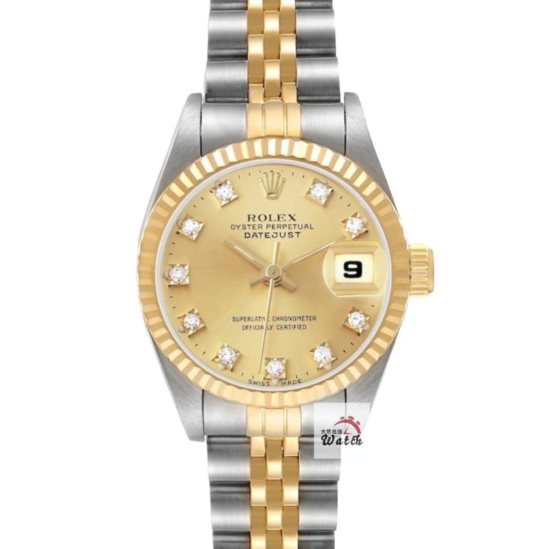 【大眾名錶】ROLEX勞力士 69173 Datejust 蠔式日誌 經典女款 金色十鑽面盤 錶徑26mm 自動上鍊 大眾名錶G269-0