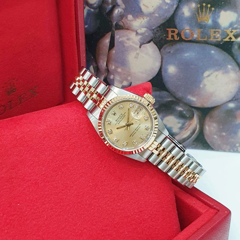 【大眾名錶】ROLEX勞力士 69173 Datejust 蠔式日誌 經典女款 金色十鑽面盤 錶徑26mm 自動上鍊 大眾名錶G269-2