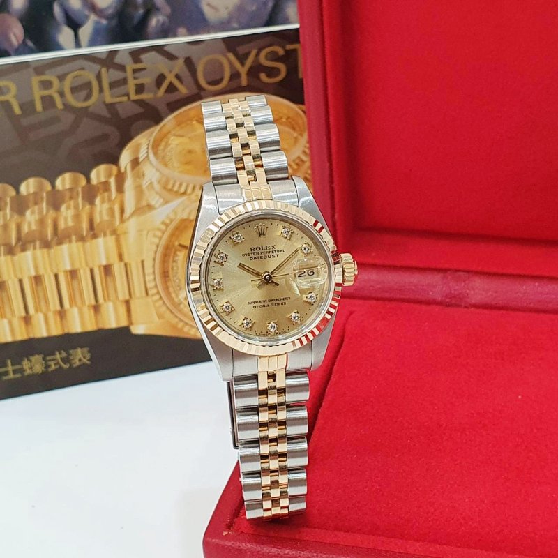 【大眾名錶】ROLEX勞力士 69173 Datejust 蠔式日誌 經典女款 金色十鑽面盤 錶徑26mm 自動上鍊 大眾名錶G269-3
