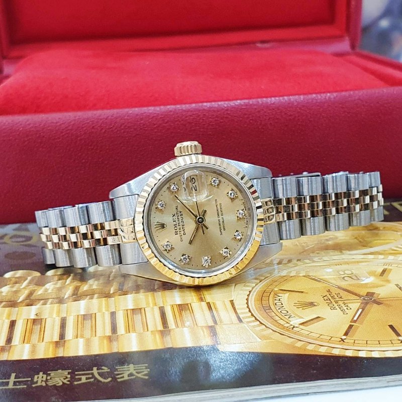 【大眾名錶】ROLEX勞力士 69173 Datejust 蠔式日誌 經典女款 金色十鑽面盤 錶徑26mm 自動上鍊 大眾名錶G269-4
