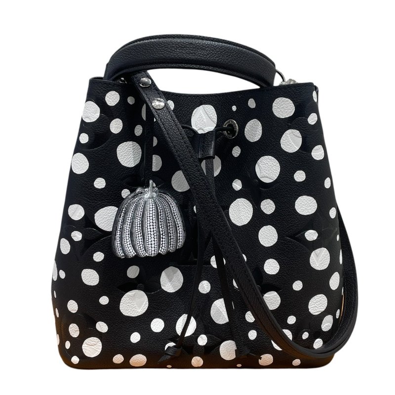 LOUIS VUITTON 路易威登 草間彌生聯名 M21753 NEONOE MM 皮革 黑色 銀釦-0