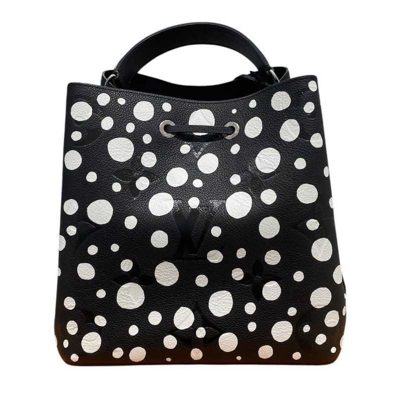 LOUIS VUITTON 路易威登 草間彌生聯名 M21753 NEONOE MM 皮革 黑色 銀釦-1
