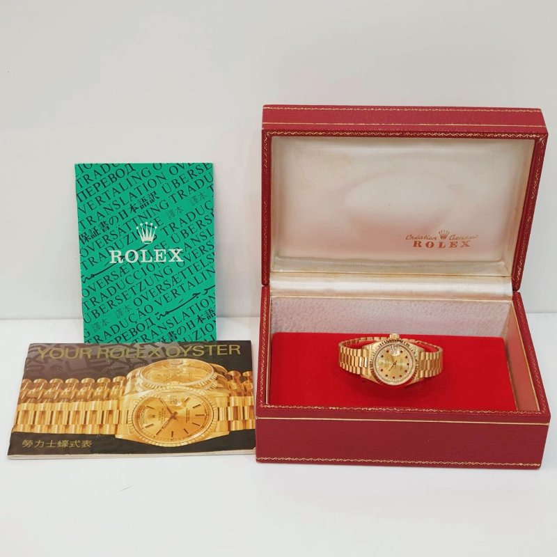 【大眾名錶】ROLEX勞力士 69178 Datejust 女錶18K蠔式 小紅寶石多層鑽面盤 太陽圈 錶徑26mm 自動上鍊 大眾名錶G271-9
