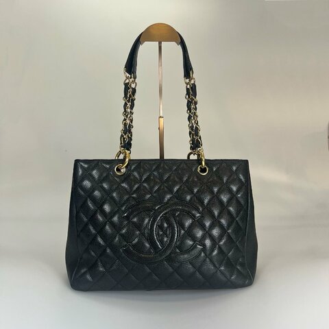 CHANEL GST肩背包荔枝黑 保卡款10開