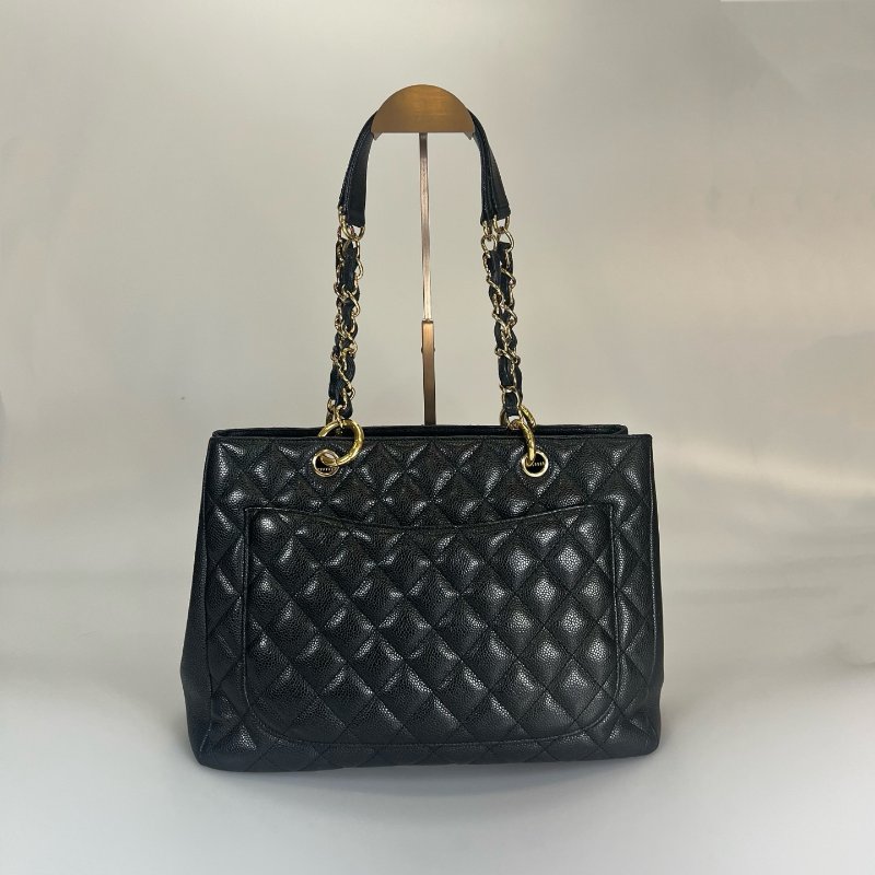 CHANEL GST肩背包荔枝黑 保卡款10開-1