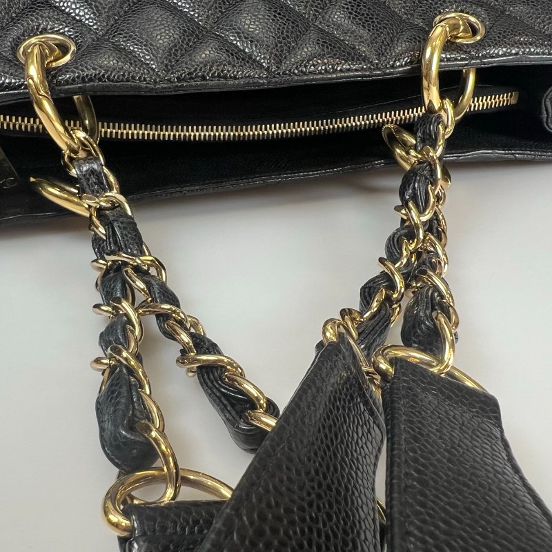 CHANEL GST肩背包荔枝黑 保卡款10開-11