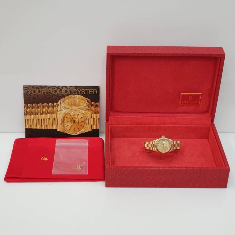 【大眾名錶】ROLEX勞力士 69178 Datejust 蠔式日誌 18K女錶 金色十鑽面盤 底蓋原廠貼紙 錶徑26mm 自動上鍊 大眾名錶B1289-9