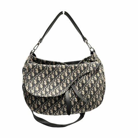 DIOR Canvas Oblique Saddle Messenger Bag GHW