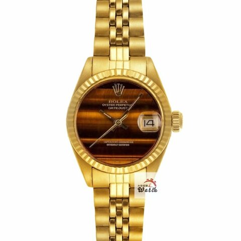【大眾名錶】ROLEX勞力士 6917 Oyster Perpetual 蠔式 18K女款 原廠虎眼石面盤 原廠K金錶帶 錶徑26mm 自動上鍊 大眾名錶G272