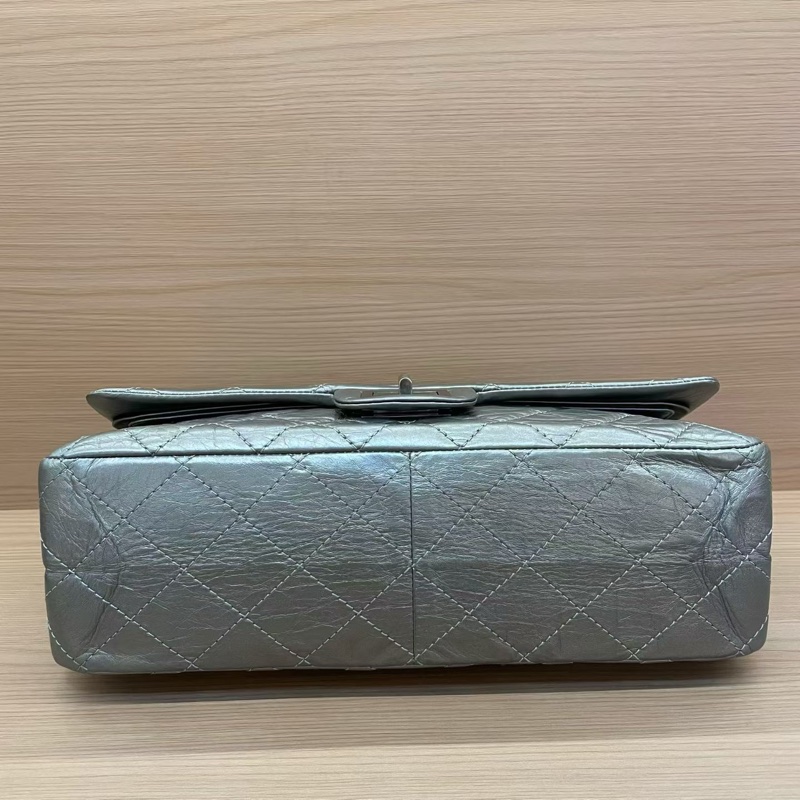 Chanel 深灰色 牛皮 双盖2.55cf大號 2011年 14開 千禧复古鏈條單肩斜挎包有塵袋 無卡無盒子 尺寸31*10*18-5