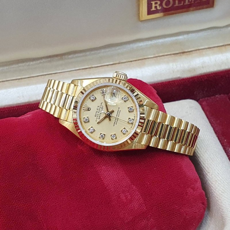 【大眾名錶】ROLEX勞力士 69178 Datejust 18K金蠔式 太陽圈 金色十鑽面盤 錶徑26mm 自動上鍊 18K金材質 大眾名錶G273-2