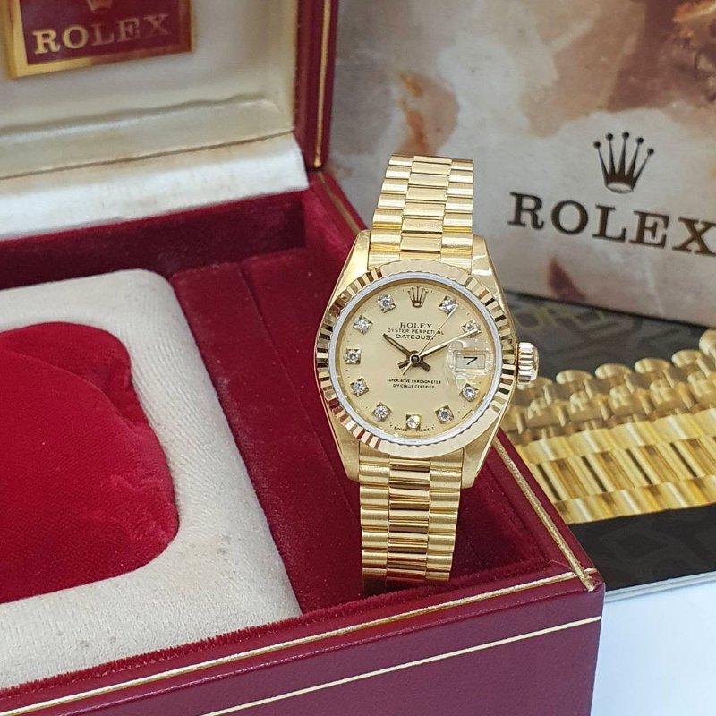 【大眾名錶】ROLEX勞力士 69178 Datejust 18K金蠔式 太陽圈 金色十鑽面盤 錶徑26mm 自動上鍊 18K金材質 大眾名錶G273-3
