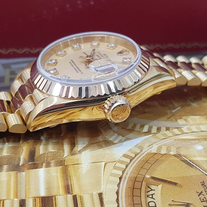 【大眾名錶】ROLEX勞力士 69178 Datejust 18K金蠔式 太陽圈 金色十鑽面盤 錶徑26mm 自動上鍊 18K金材質 大眾名錶G273-5