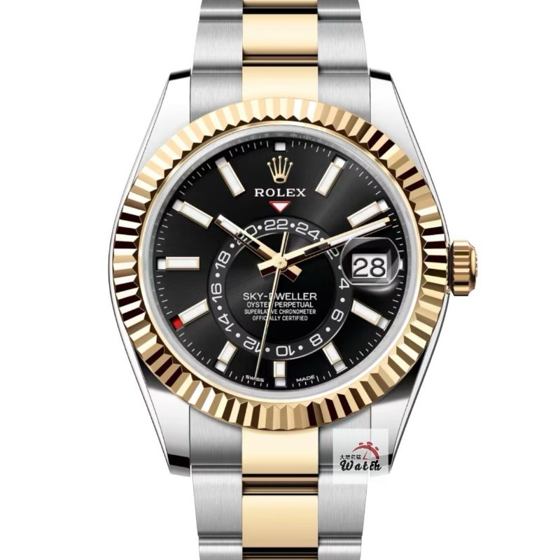【大眾名錶】ROLEX勞力士 326933 Sky-Dwellwe 2019/07 半金天行者 黑色面盤 沙羅系統 年曆功能 大眾名錶B1290-0