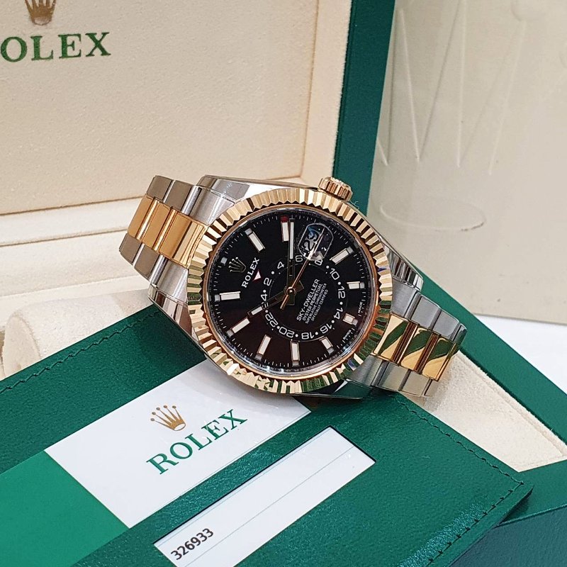 【大眾名錶】ROLEX勞力士 326933 Sky-Dwellwe 2019/07 半金天行者 黑色面盤 沙羅系統 年曆功能 大眾名錶B1290-2