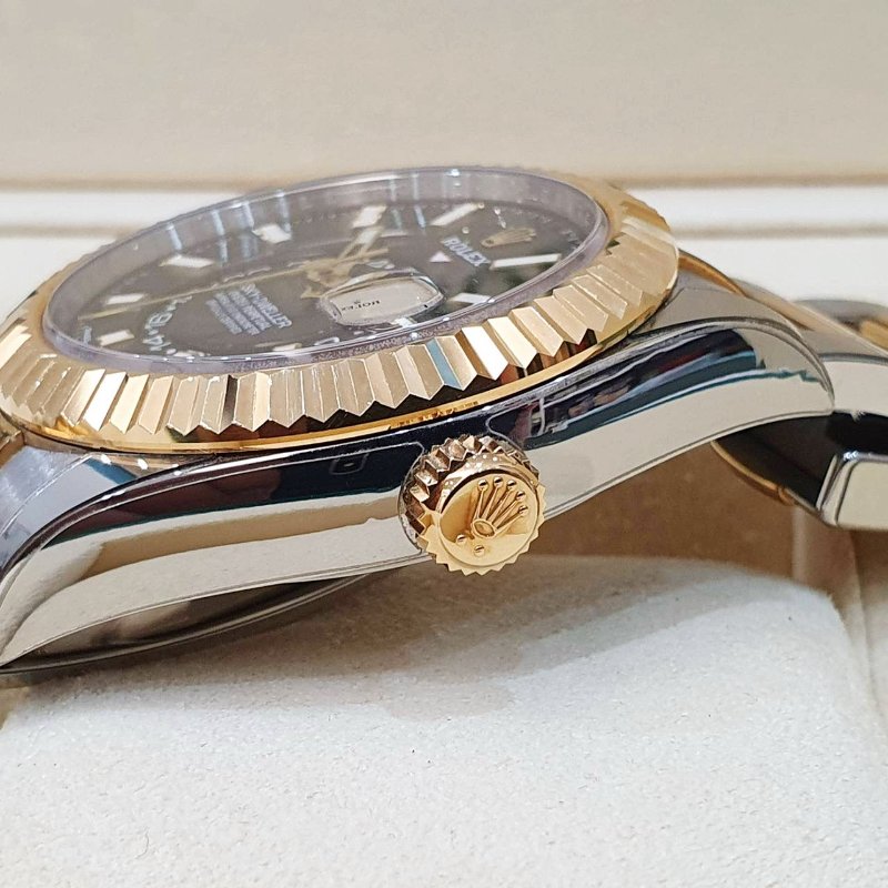 【大眾名錶】ROLEX勞力士 326933 Sky-Dwellwe 2019/07 半金天行者 黑色面盤 沙羅系統 年曆功能 大眾名錶B1290-6