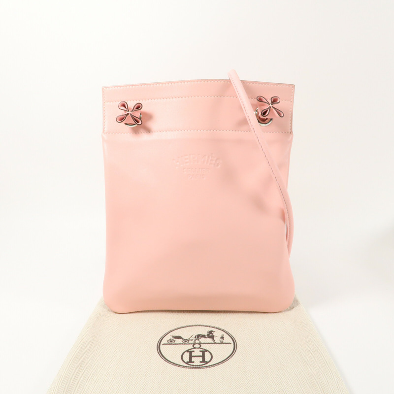 HERMES Swift皮革Aline Mini銀扣肩背袋Rose Sakura-12