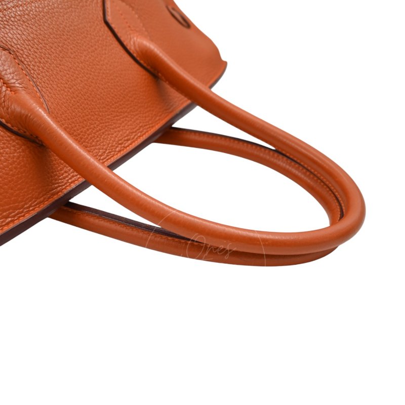 中古 愛馬仕 Hermes Shoulder Birkin 42 JPG 橙色銀色五金手袋-8
